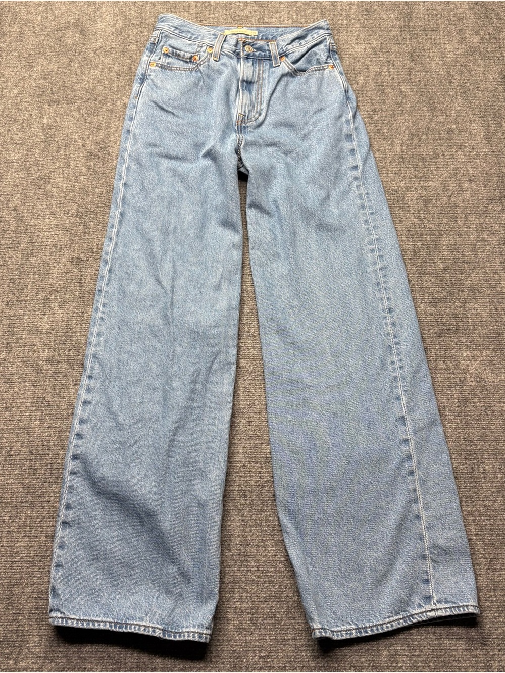 Levis Premium Jeans Womens 25x31 Blue Ribcage Wide Leg Big E Baggy Skater Loose